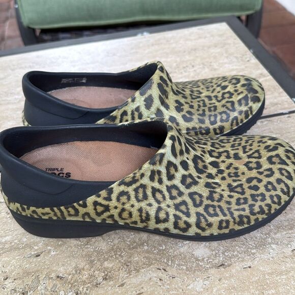 Crocs Neria Leopard Green, black brown slip on Comfort  size 8 - Picture 4 of 8